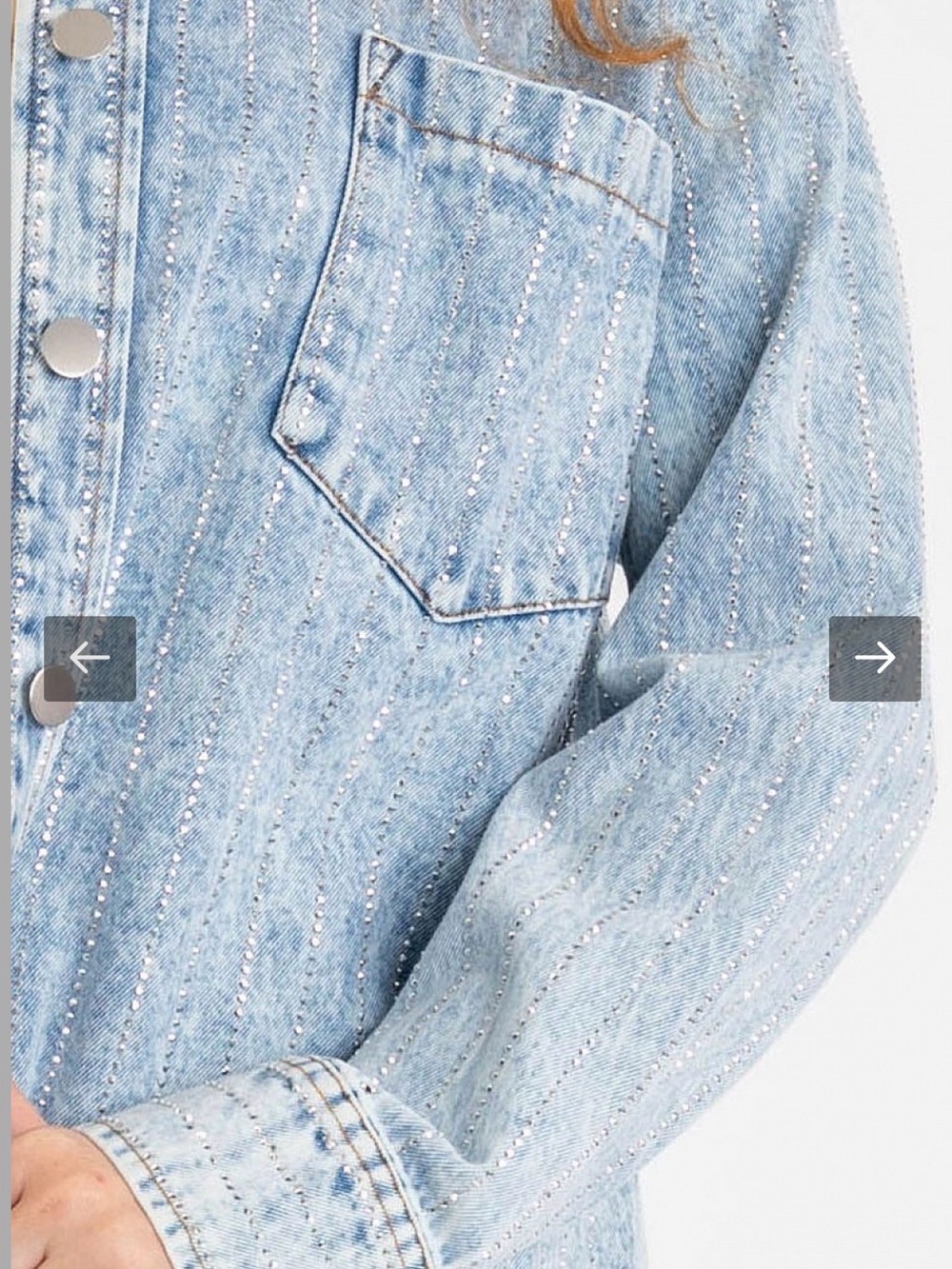 Blue Velvet Rhinestone Denim Jacket - Picture 4 of 4